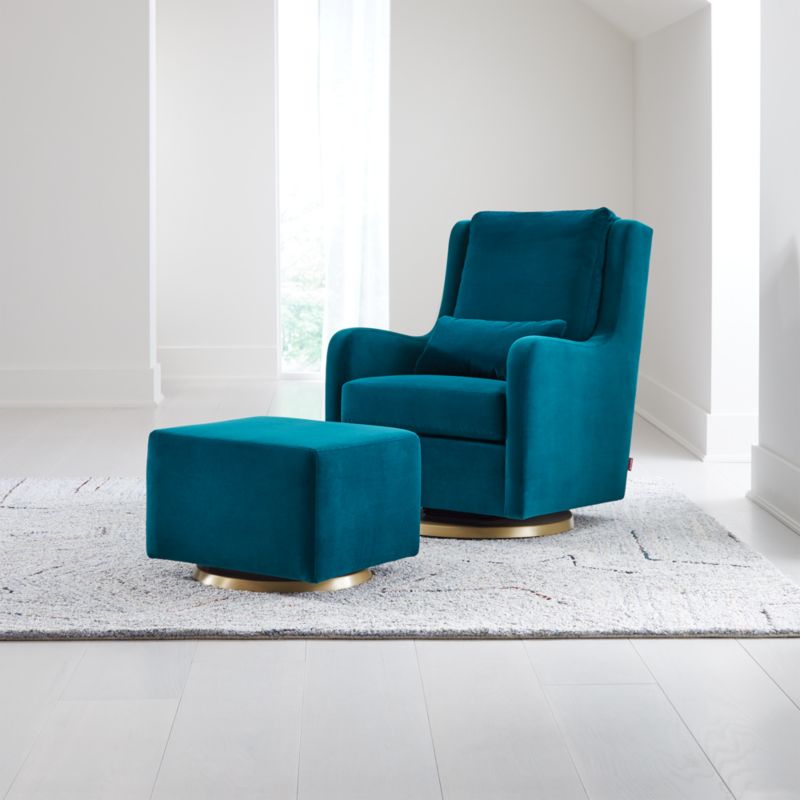 blue glider and ottoman