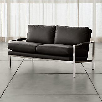 Loveseats Made In Usa Crate And Barrel Milo Baughman Leather Settee