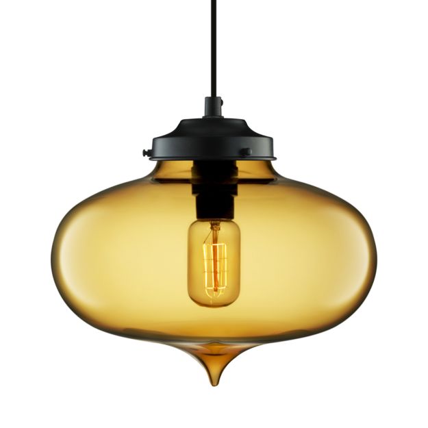 Yellow Glass Pendant Light minaret amber hand blown glass pendant light reviews crate and barrel