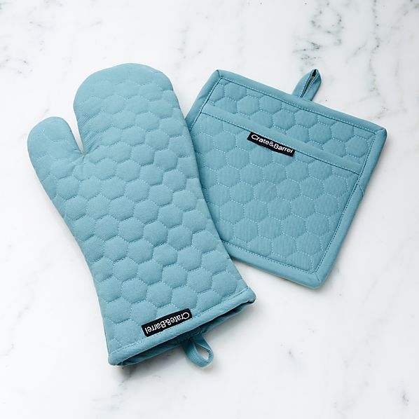 Mineral Blue Oven Mitt And Pot Holder Crate Barrel Mineral Blue Oven Mitt And Pot Holder