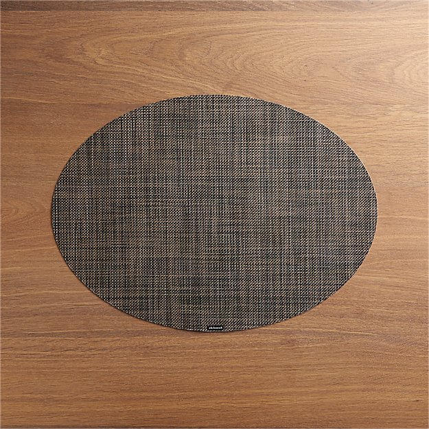 Chilewich ® Mini Basketweave Dark Walnut Oval Vinyl Placemat Crate