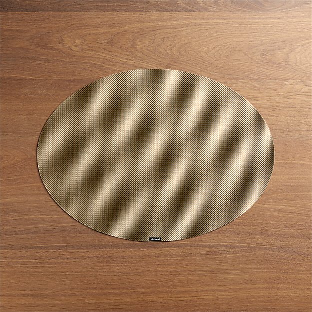 Chilewich ® Mini Basketweave New Gold Oval Vinyl Placemat Crate and