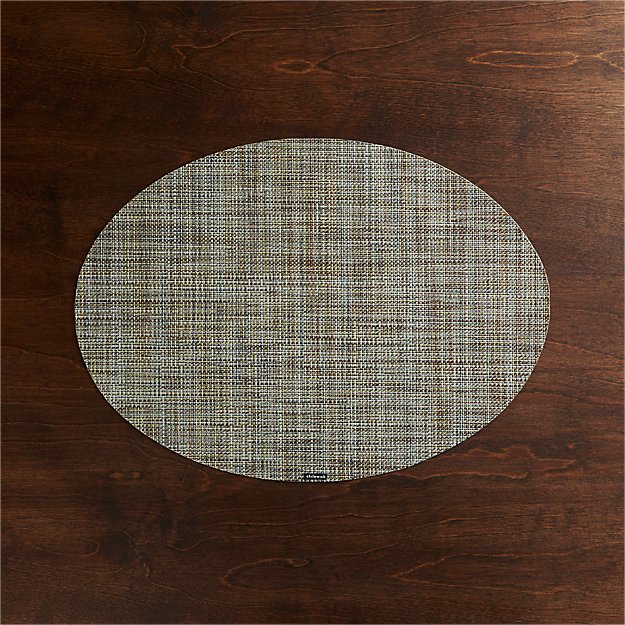 Chilewich ® Mini Basketweave Pistachio Oval Vinyl Placemat Crate and Barrel
