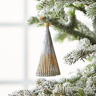 Silver Gold Christmas Ornaments Crate And Barrel Mini Silver Gl Tree Ornament With Lines