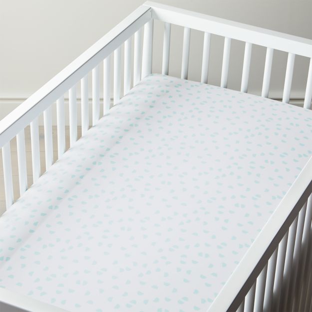 Organic Mint Half Moon Crib Fitted Sheet Crate and Barrel