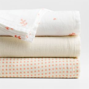 Image of Mixed Print Pink Organic Cotton Gauze Baby Swaddle Blankets, Set of 3