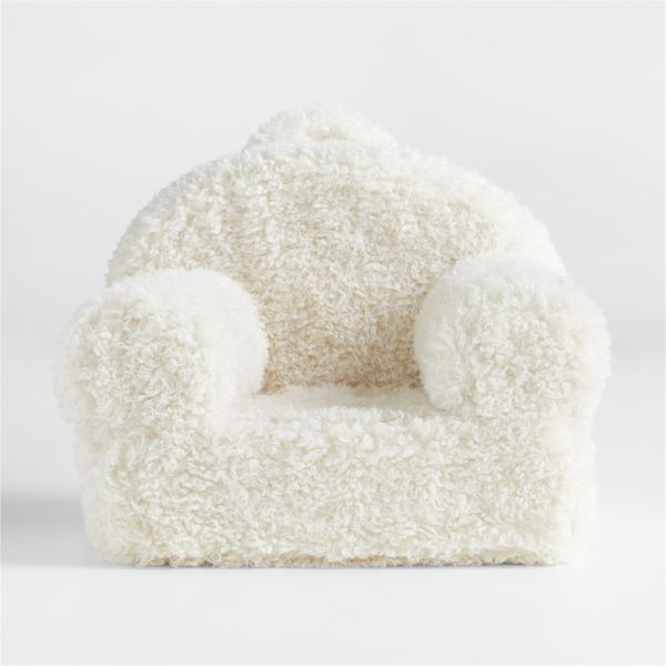 Small Cream Mongolian Faux Fur Kids Lounge Nod Chair Cover