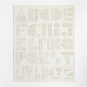 Modern Alphabet Calm Beige Kids Wool Area Rug 5'x8'