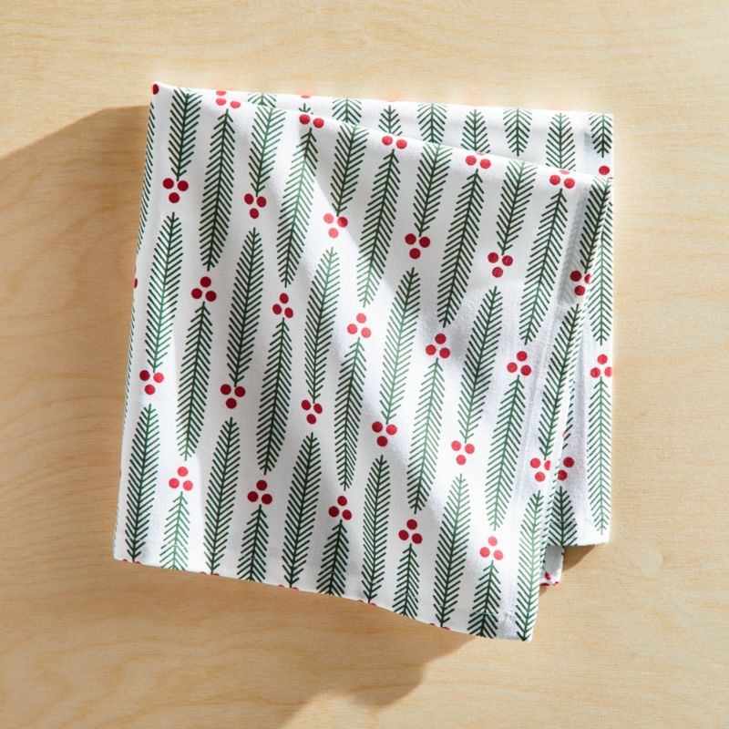 Modern Holiday Sprig Embroidered Napkin Crate and Barrel