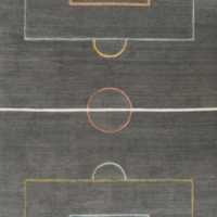 Modern Soccer Field Wool Charcoal Kids 12"x18" Rug Swatch