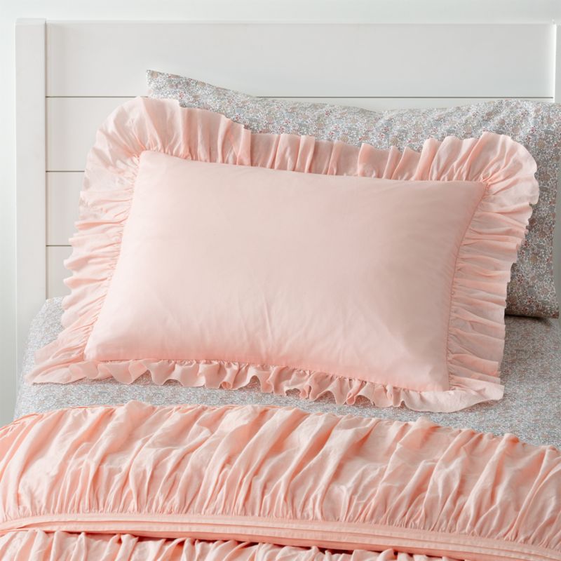 Ruffled Chic Pink Sham | Crate and Barrel