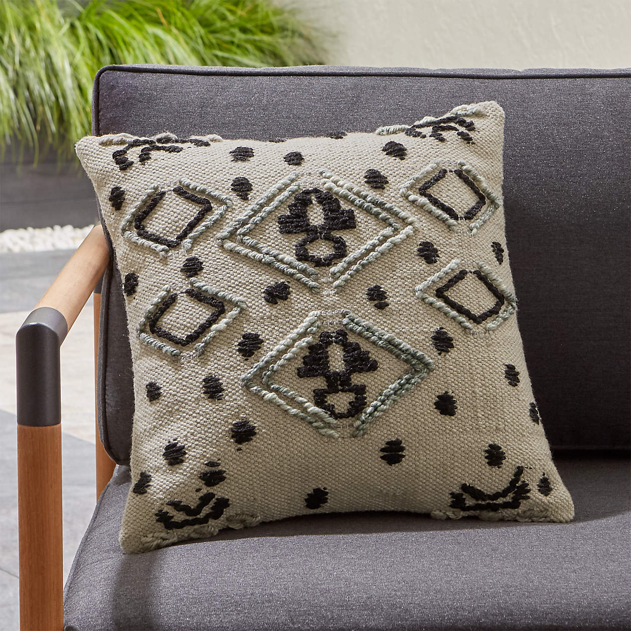 Mohave Embroidered Outdoor Pillow + Reviews Crate and Barrel