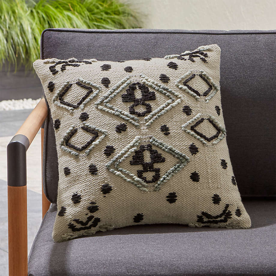 Mohave Embroidered Outdoor Pillow + Reviews Crate and Barrel