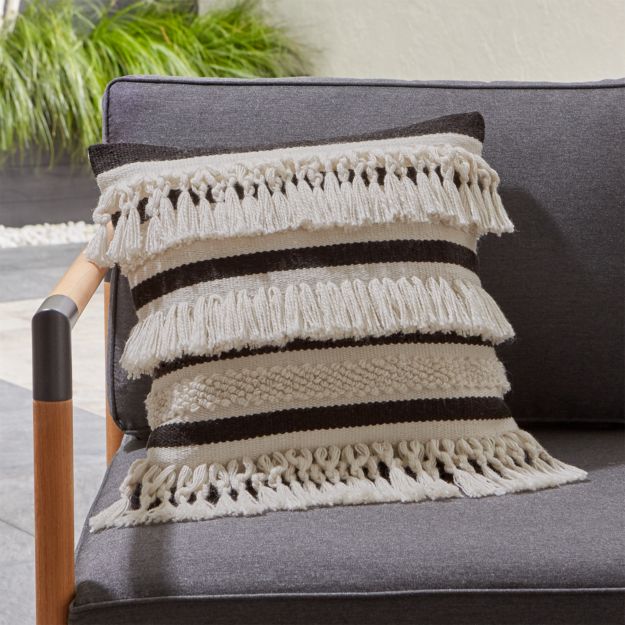 Mohave Fringe Outdoor Pillow + Reviews Crate and Barrel
