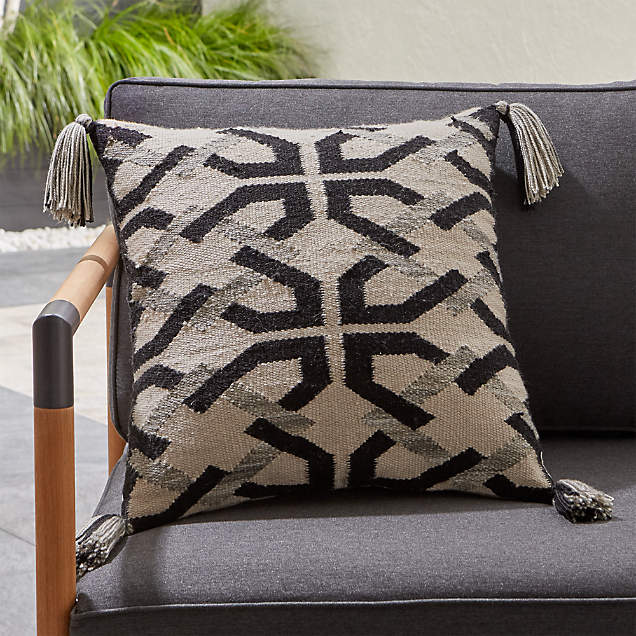 Mohave Embroidered Outdoor Pillow + Reviews Crate and Barrel