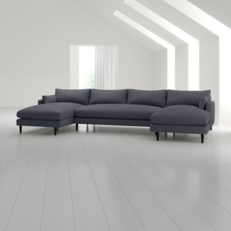Monahan 3 Piece Double Chaise Sectional Crate And Barrel