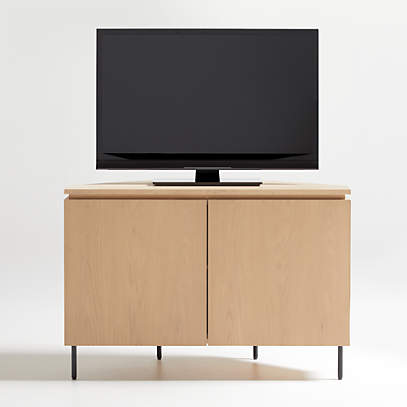 Monbel 42 Light Oak Corner Media Console Crate And Barrel Our selection will help cut clutter, manage cables and get things organized. crate and barrel