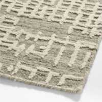Montauban Wool-Blend Grid White and Light Grey Rug 12"x18" Swatch