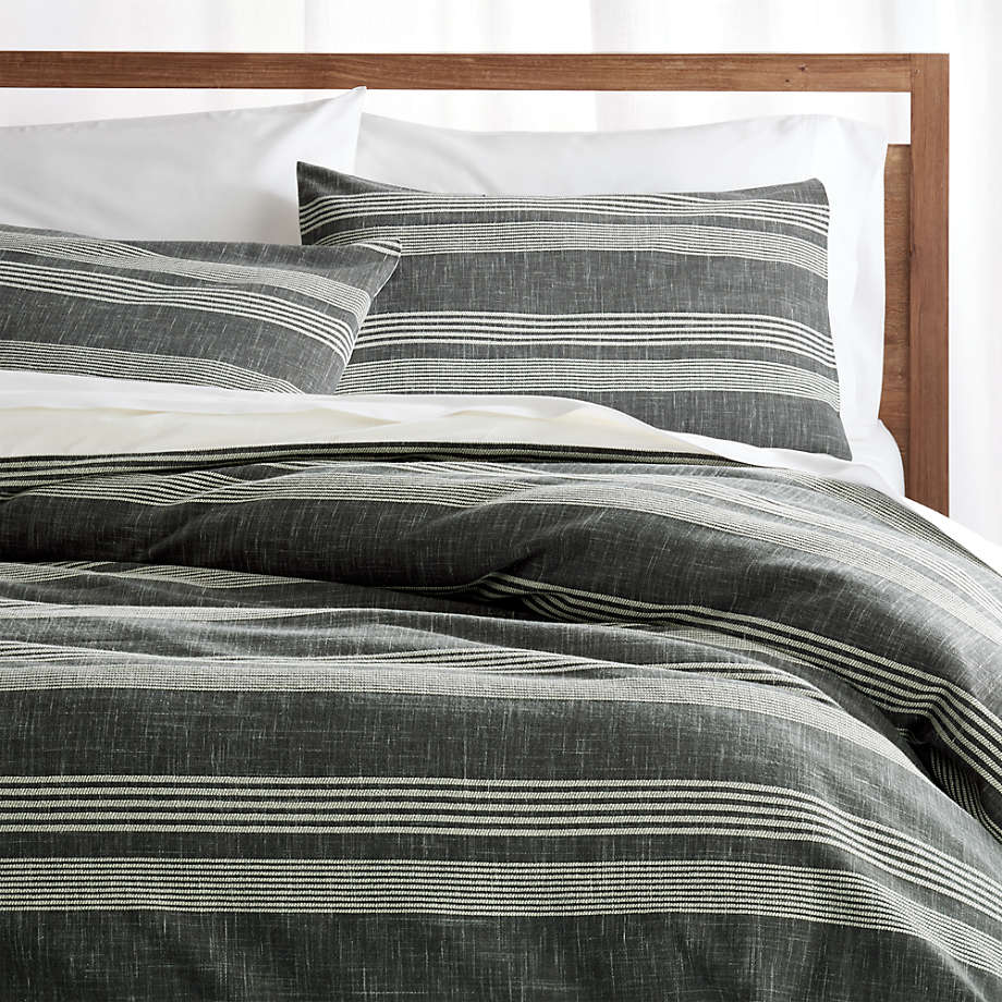 Monterey Full/Queen Grey Striped Duvet Cover + Reviews ...