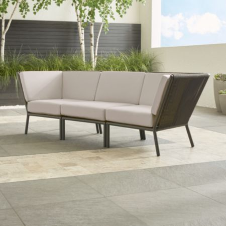Morocco Graphite 3 Piece Sofa Sectional With Silver Sunbrella