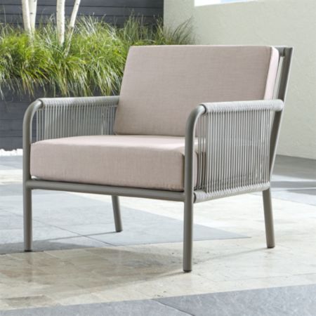 Morocco Light Grey Lounge Chair With Silver Sunbrella Cushions