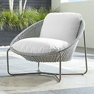 Outdoor Lounge Chairs Crate And Barrel Morocco Light Grey Oval Lounge Chair With Cushion