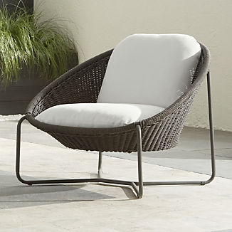 Morocco Graphite Oval Lounge Chair with White Cushion