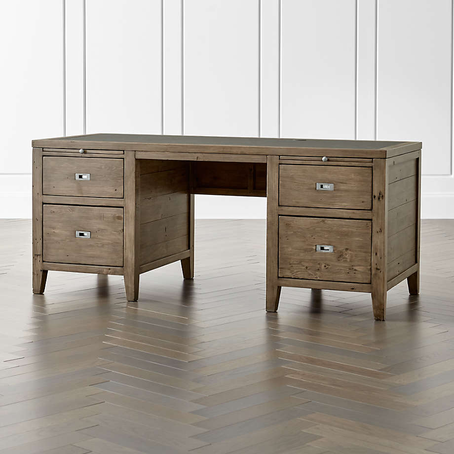 Morris Ash Grey Executive Desk + Reviews Crate and Barrel