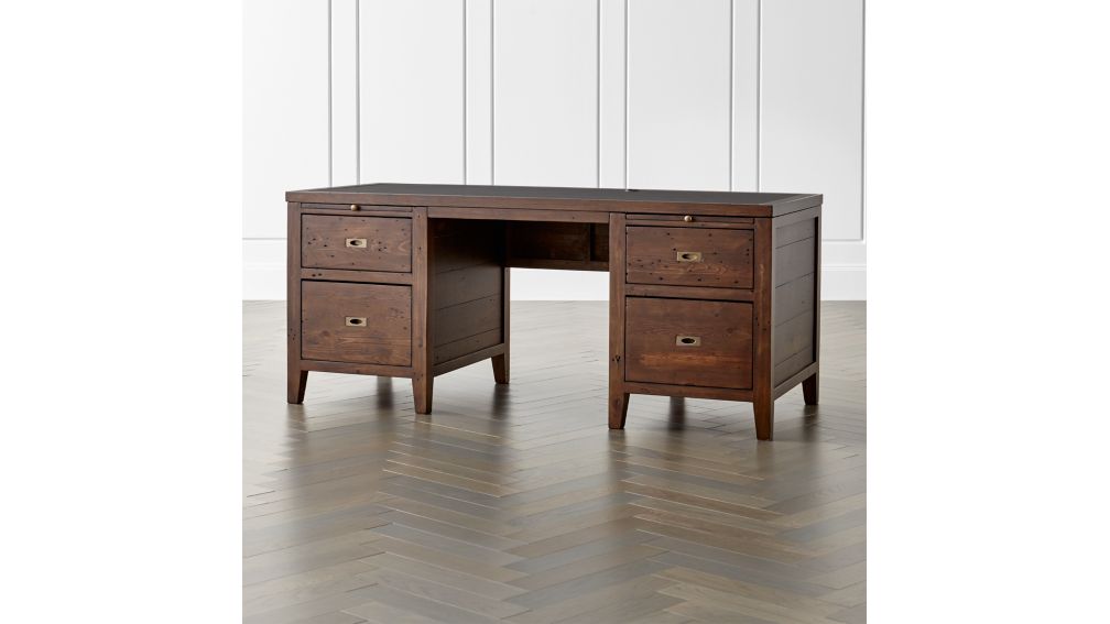 Morris Chocolate Brown Executive Desk + Reviews Crate and Barrel
