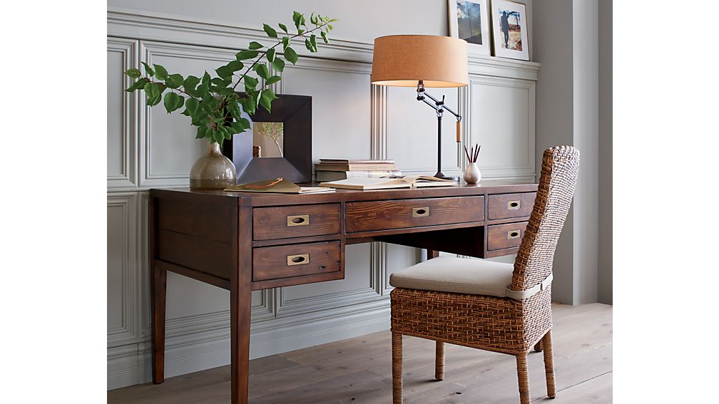 Morris 60" Chocolate Brown Desk Crate and Barrel