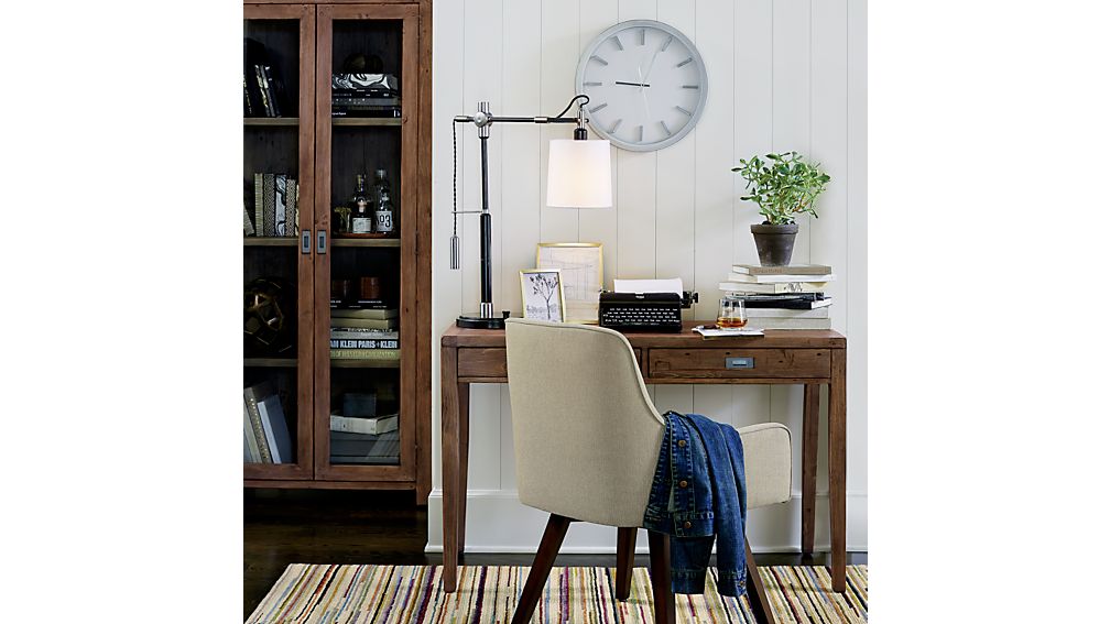 Morris 48" Ash Grey Writing Desk Crate and Barrel