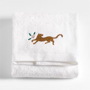 Image of Marrakech Floral Embroidered 100% Organic Cotton Kids Bath Towel