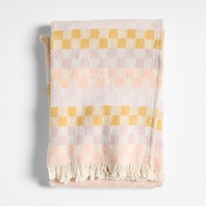 Image of Multi Checker Warm Jacquard Woven Organic Cotton Baby Stroller Blanket