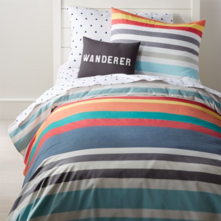 Full Queen Multi Color Striped Duvet Reviews Crate And Barrel