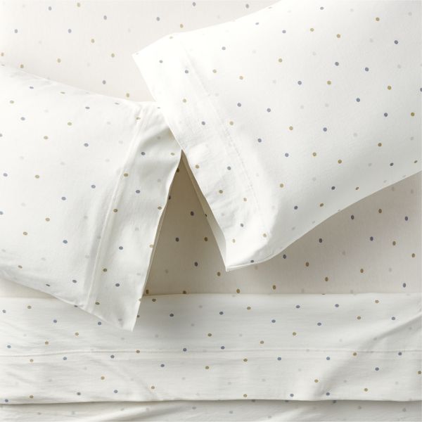 Comfy Tee Cool Multicolor Polka Dot Organic Cotton Jersey Kids Full Sheet Set