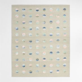 Multi Dot Cool Colorway Wool and Viscose Kids Area Rug 5'x8'