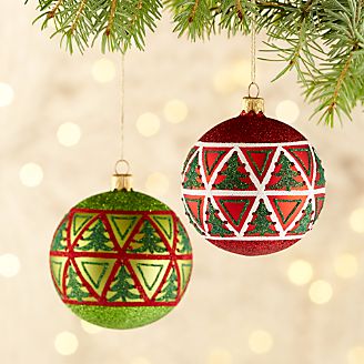 Red and Green Christmas Ornaments | Crate and Barrel