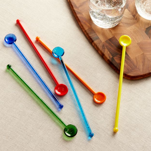 Multicolored Glass Swizzle Sticks, Set of 6 + Reviews Crate and Barrel