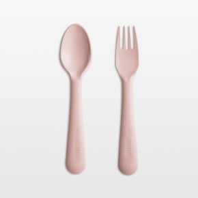 Image of Mushie Blush Plastic Fork & Spoon Set