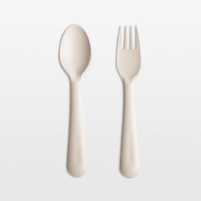 Image of Mushie Ivory Plastic Fork & Spoon Set