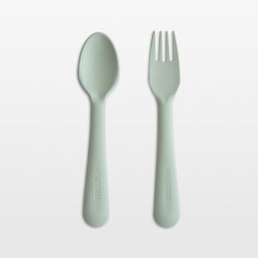 Image of Mushie Sage Plastic Fork & Spoon Set