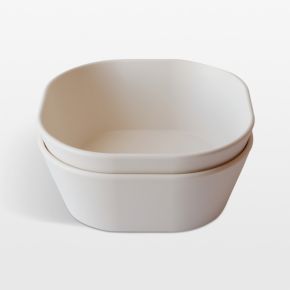 Image of Mushie 2-Pack Ivory Square Plastic Dinner Bowls