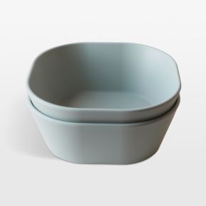 Image of Mushie 2-Pack Sage Square Plastic Dinner Bowls