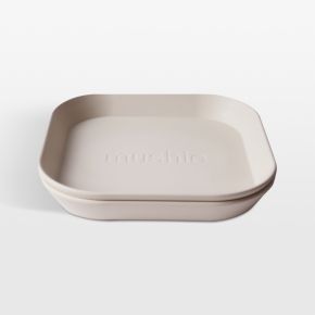 Image of Mushie 2-Pack Ivory Square Plastic Dinner Plates