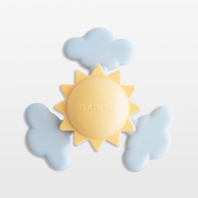 Image of Mushie Yellow Sunshine Baby Suction Spinner Toy