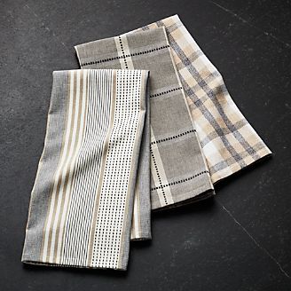 Kitchen Linens Dish Towels And As Crate Barrel Myles Neutral Dish Towels Set Of 3