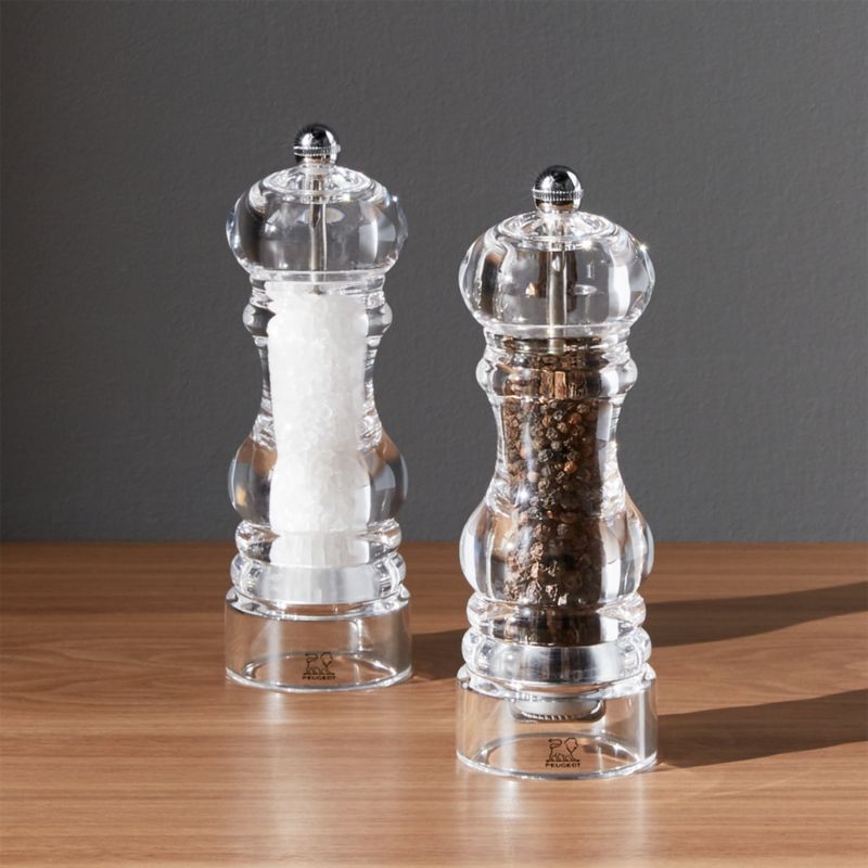 clear salt and pepper mills