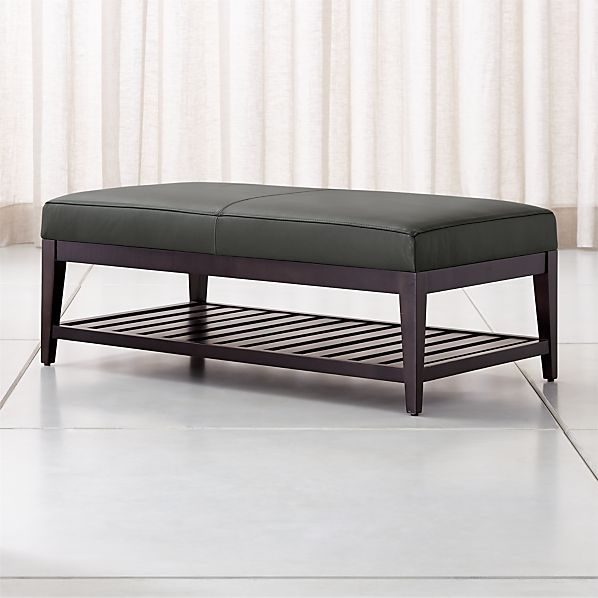 Nash Leather Rectangular Ottoman With Slats Crate And Barrel Leather Rectangular Ottoman With Slats