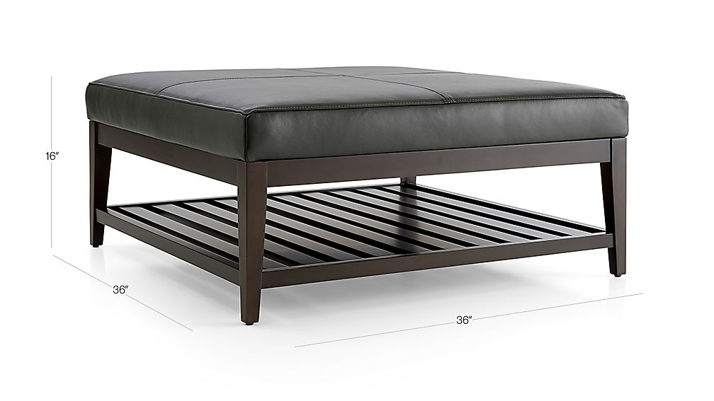 Nash Leather Square Ottoman with Slats + Reviews Crate and Barrel