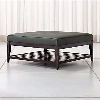 Storage Ottomans And Cubes Crate Barrel Nash Leather Square Ottoman With Slats